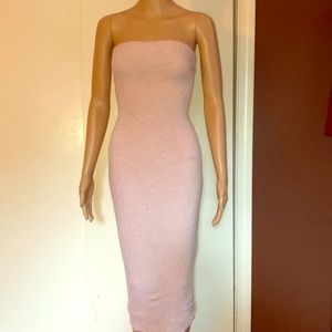 🌸 strapless midi baby pink dress 🌸